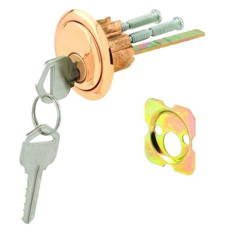 PRIME-LINE Rim Cylinder Lock, Aluminum, Brass, Kwikset Keyway U 9965